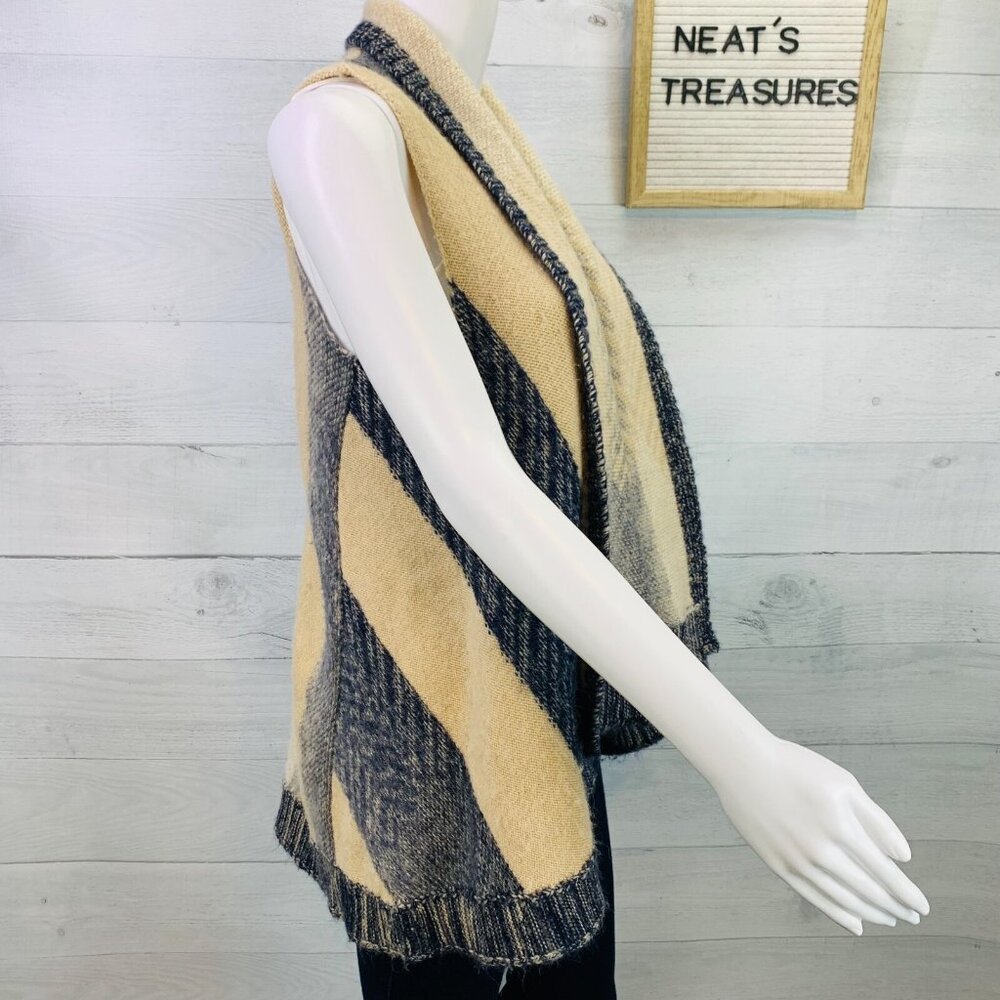 Sleeping On Snow Anthropologie Beige Blue Wool Blend Cardigan Sweater Sz XS / S - Picture 4 of 8